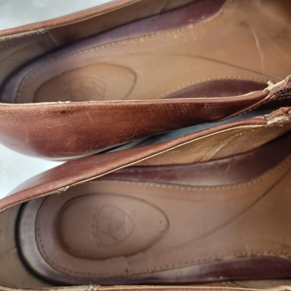 Ariat Womens Size 9.5 Clog Shoe Carmel Brown Slip On Leather Wedge - Picture 9 of 14